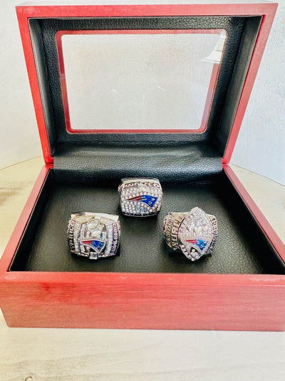 3 PCS New England Patriots Super Bowl Championship Ring W Box, US SHIP - EB Sports Champion's Cache