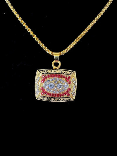 1987 Washington Redskins Super Bowl Championship Pendant Necklace,  SHIP - EB Sports Champion's Cache