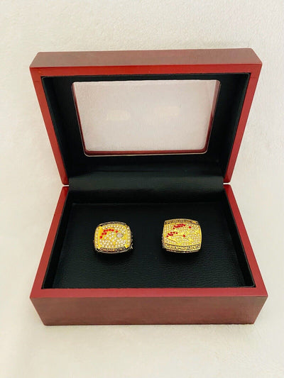 2PCS Denver Broncos Championship Ring Set W Case, US SHIP 1997/98 Back To Back - EB Sports Champion's Cache