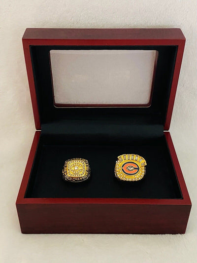 2PCS Chicago Bears Championship Ring SET W Case, US SHIP. 1985/2006 - EB Sports Champion's Cache