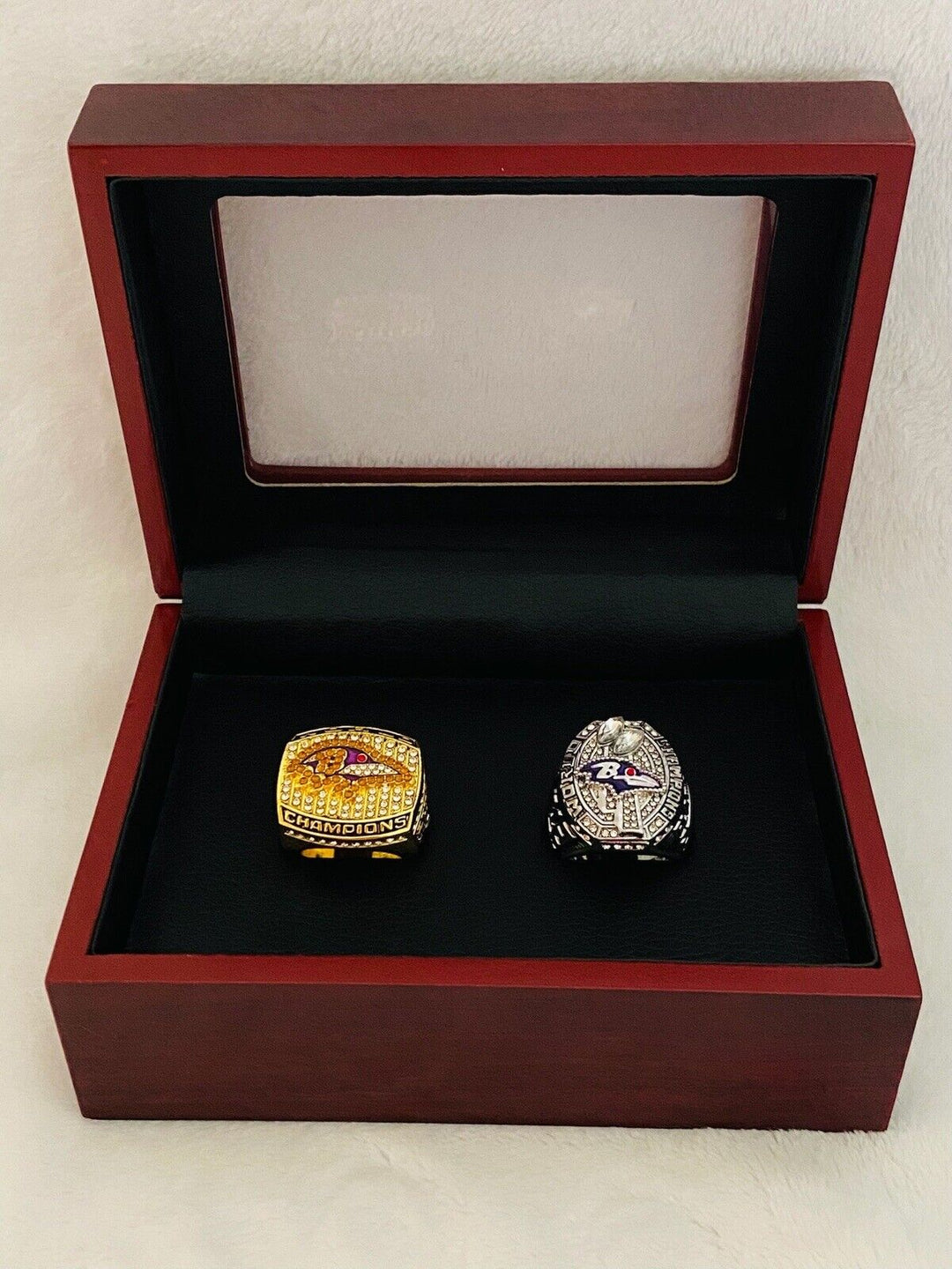 2pcs Baltimore Ravens Super Bowl Ring Set W Case,  SHIP, 2000/2012 - EB Sports Champion's Cache