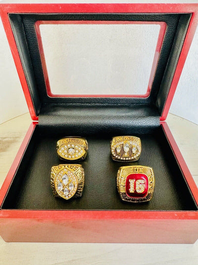 4 Pcs Joe Montana MVP Ultimate Collection 49ers Ring Set W Box, US SHIP - EB Sports Champion's Cache