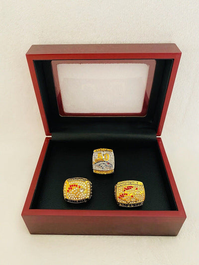 3 PCS Denver Broncos Championship Ring Set W Box,  SHIP - EB Sports Champion's Cache