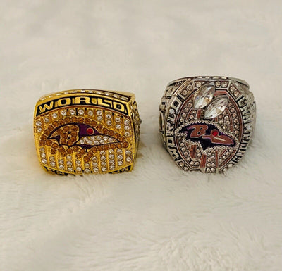 2pcs Baltimore Ravens Super Bowl Ring Set,   SHIP, 2000/2012 - EB Sports Champion's Cache