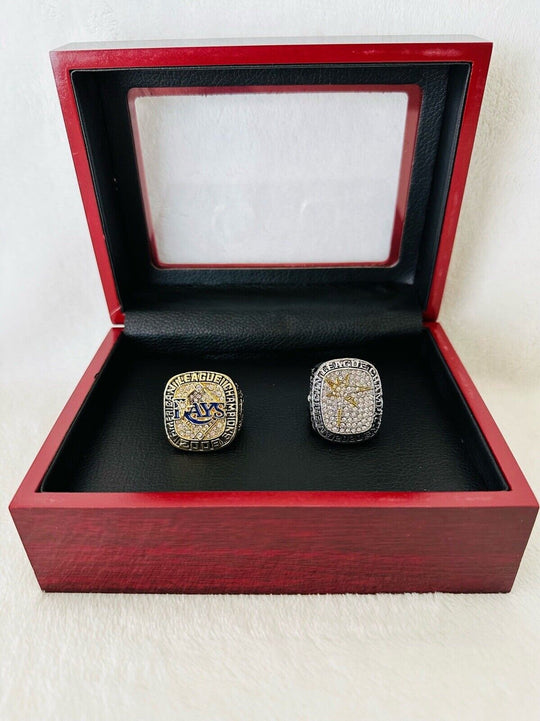 2 PCS Tampa Bay Rays AL Championship Ring W Box,  SHIP 2008/2020 - EB Sports Champion's Cache