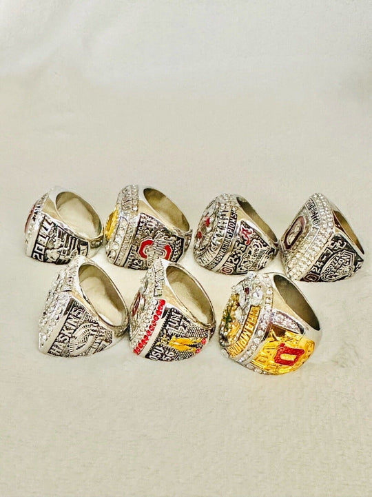 7 PCS Ohio State NCAA Championship Ring Set W Box US SHIP 2014-2020 - EB Sports Champion's Cache