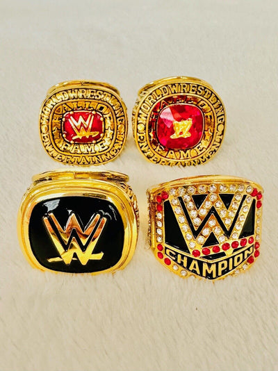 4 PCS WWE World Wrestling Hall Of Fame Championship Ring Set, US Ship - EB Sports Champion's Cache