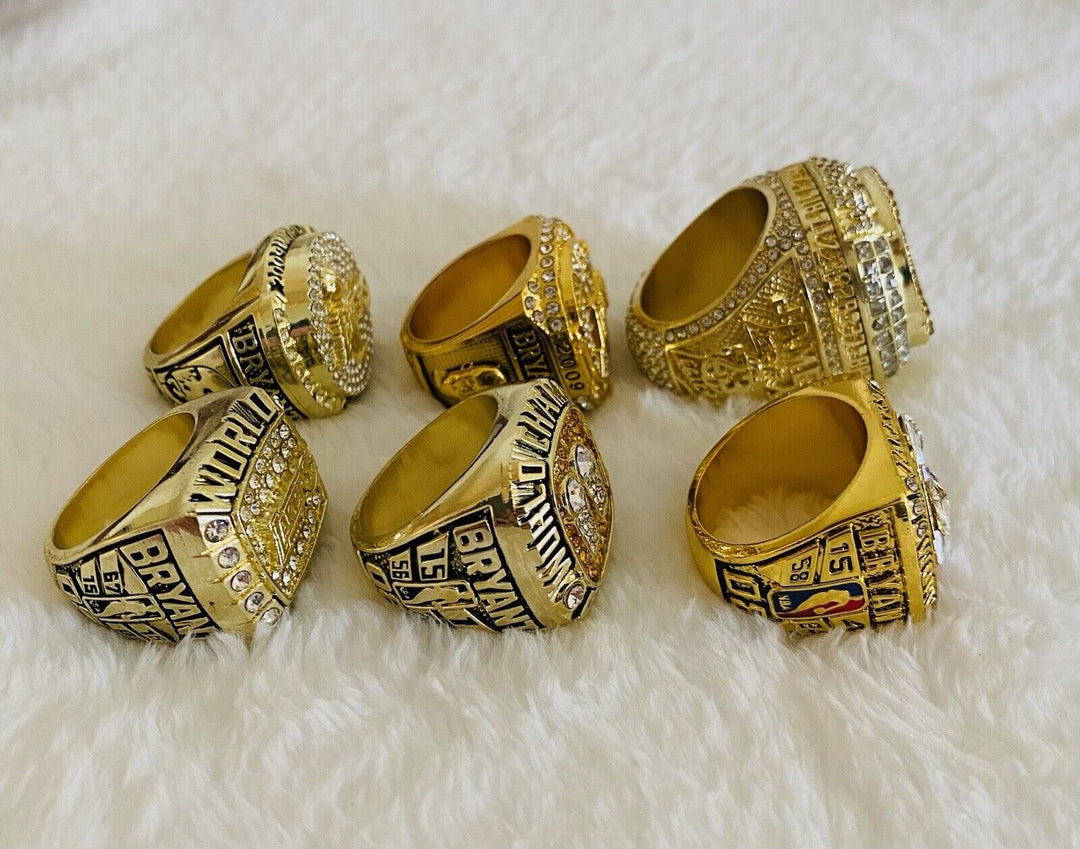 6 PCS Los Angeles Lakers 2000’s NBA Championship Replica Ring W Box,  SHIP - EB Sports Champion's Cache