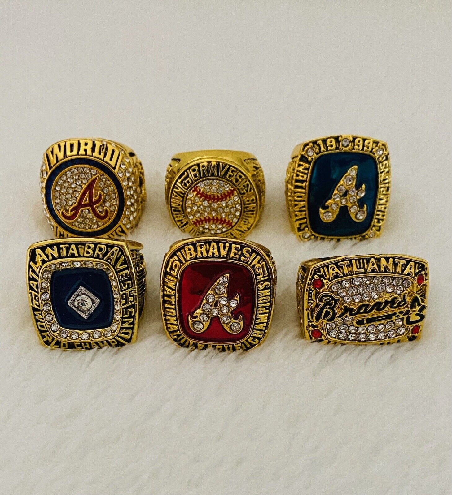 Atlanta Braves Ultimate Collection Champion Ring SET M, US SHIP - EB Sports Champion's Cache