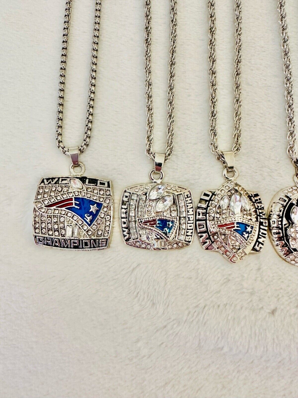 6 PCS New England Patriots Championship Pendant Silver Necklace, US SHIP - EB Sports Champion's Cache