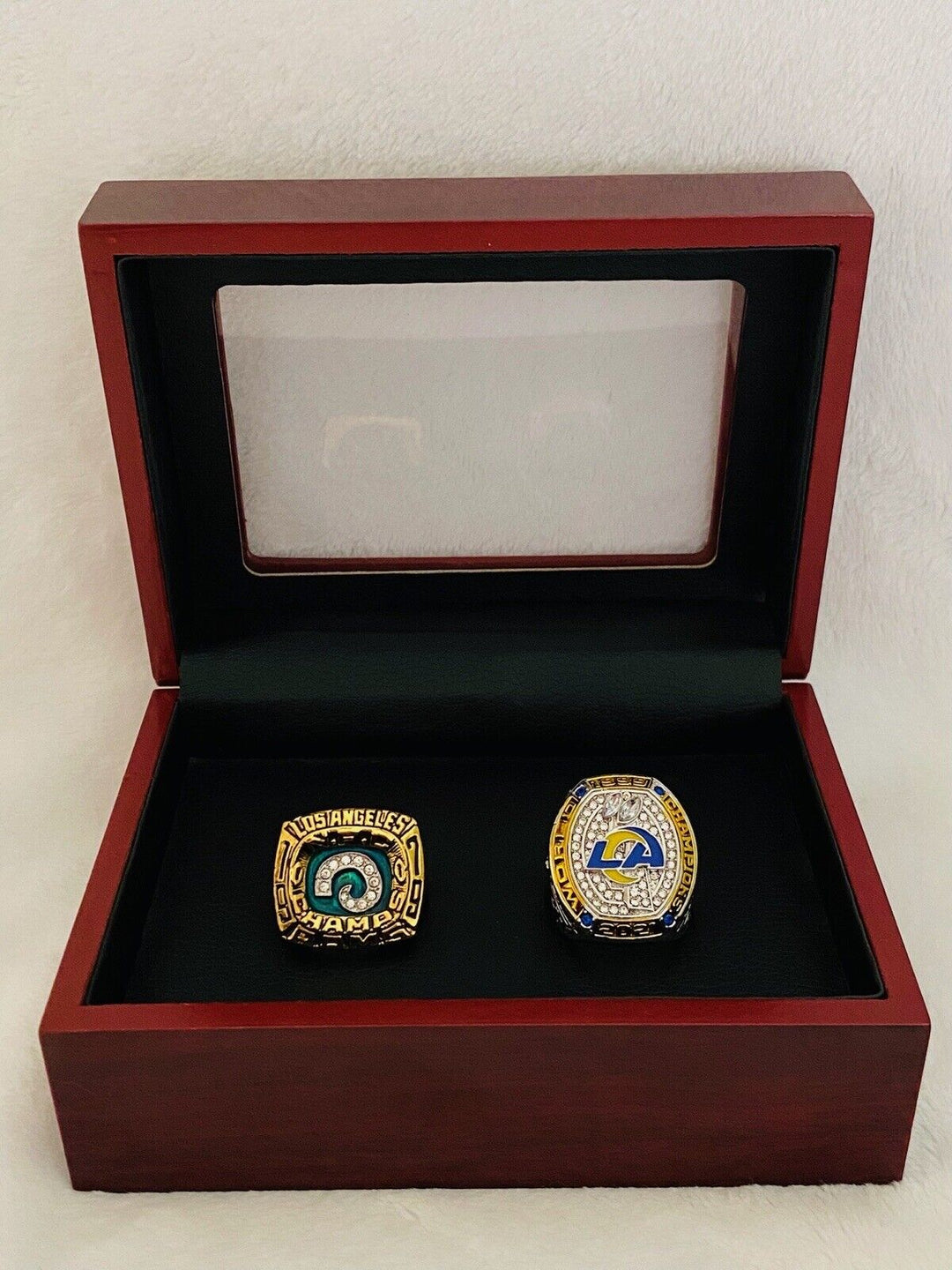 2 PCS LA Louis Rams Championship Ring SET W Case, US SHIP 1979/2021 - EB Sports Champion's Cache