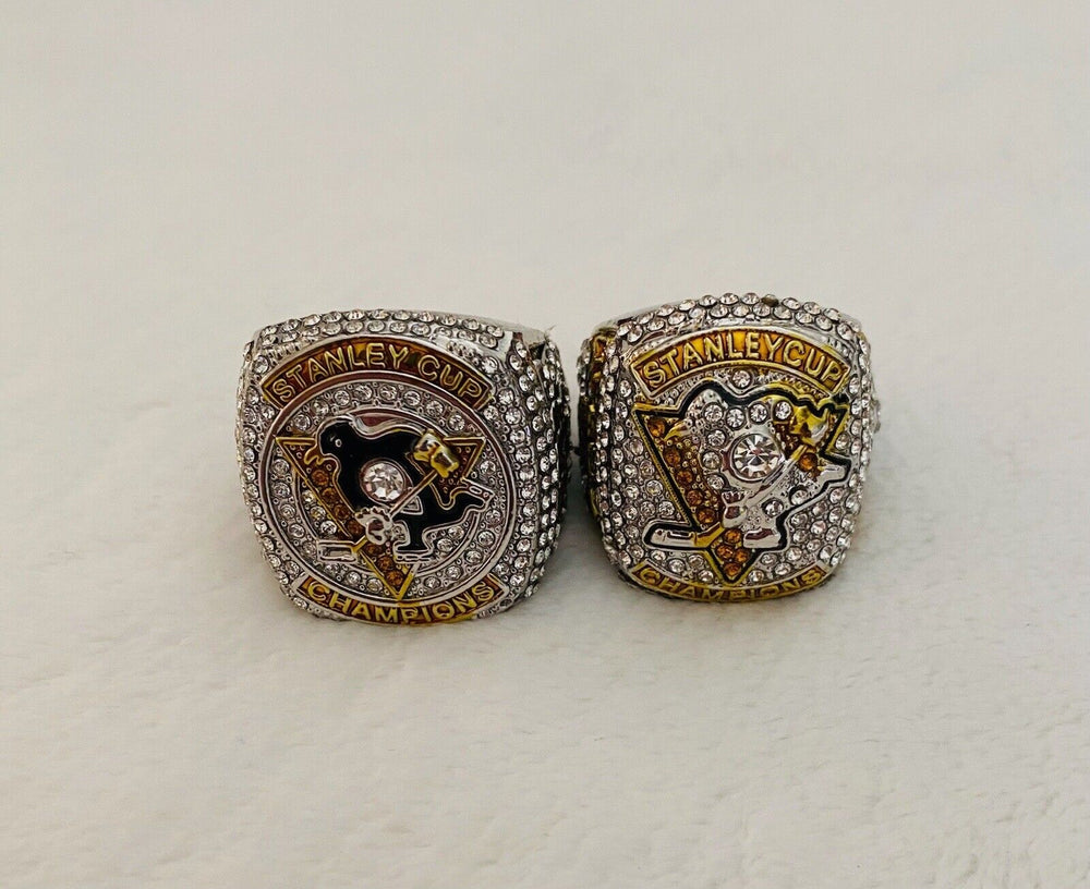 Pittsburgh Penguins 18k GP Championship Ring Set W Box,  SHIP Back To Back - EB Sports Champion's Cache