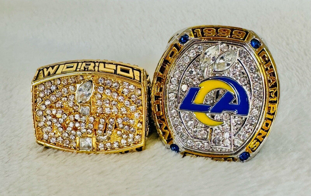 2 PCS LA Louis Rams Super Bowl Championship Ring SET, US SHIP 1999/2021 - EB Sports Champion's Cache