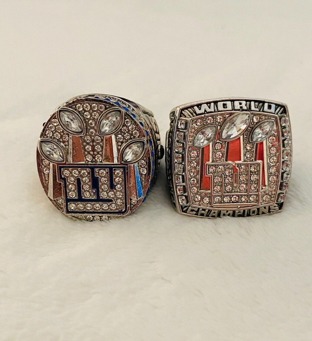 2 PCS New York Giants Super Bowl Ring SET W Case, US SHIP. 2007/2011 - EB Sports Champion's Cache