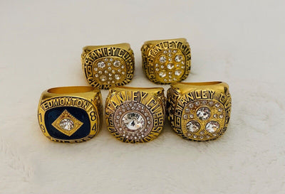 5 PCS Edmonton Oilers Stanley Cup Championship Ring W Box,  SHIP - EB Sports Champion's Cache