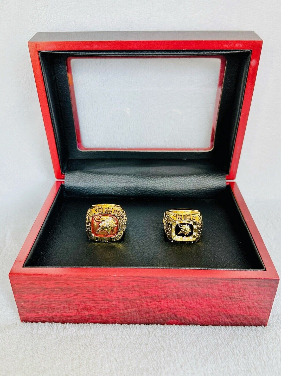 2 PCS Minnesota Vikings NFC Champs Ring SET W Box US SHIP, 1973/74 Back To Back - EB Sports Champion's Cache