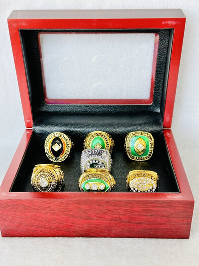 7 PCS Green Bay Packers Super Bowl Ring COMPLETE SET W Case, US SHIP - EB Sports Champion's Cache