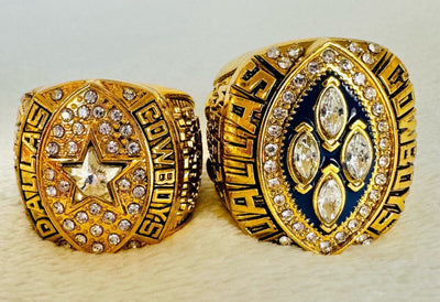 2 PCS Dallas Cowboys Championship Ring SET, US SHIP 1992/93 Back To Back - EB Sports Champion's Cache