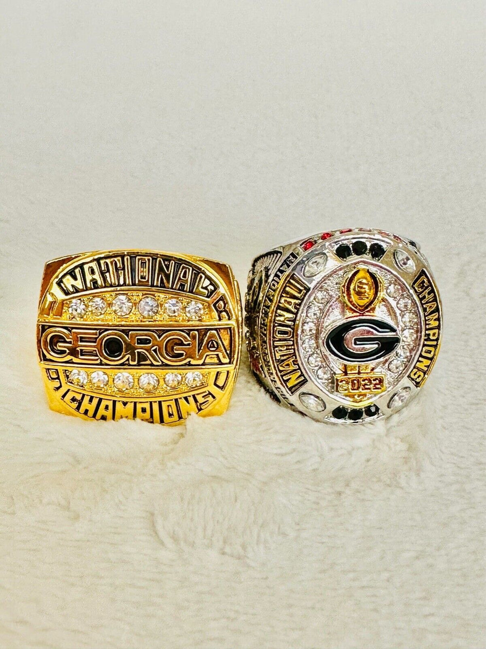 2 PCS Georgia Bulldogs National Championship Ring W Box, 24K, US SHIP 1980/2022 - EB Sports Champion's Cache