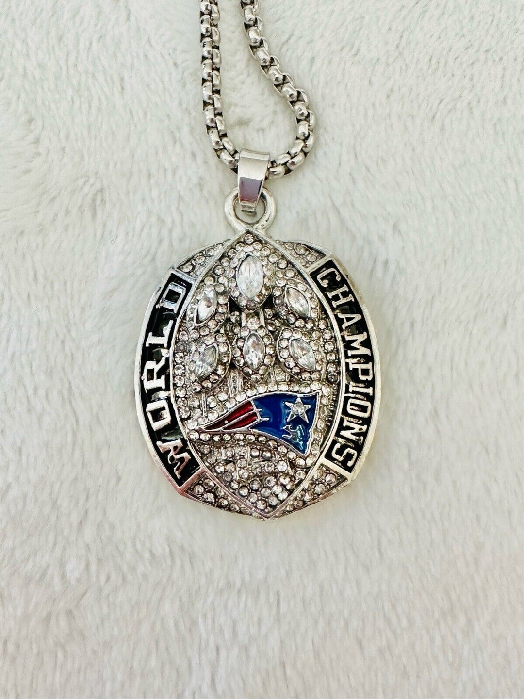 2018 New England Patriots Championship Pendant Silver Necklace, US SHIP - EB Sports Champion's Cache