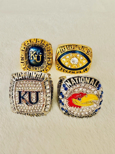 4 PCS Kansas Jayhawks Complete Ring Set, US SHIP 1992-2022 - EB Sports Champion's Cache