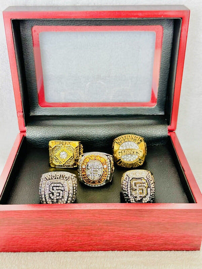 5 PCS San Francisco Giants Championships Complete Ring Set W Box US SHIP - EB Sports Champion's Cache