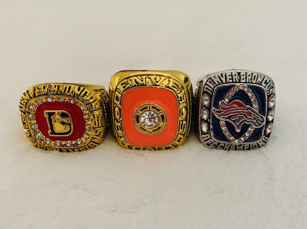 3 PCS Denver Broncos AFC Championship Ring Set W Case,  SHIP - EB Sports Champion's Cache