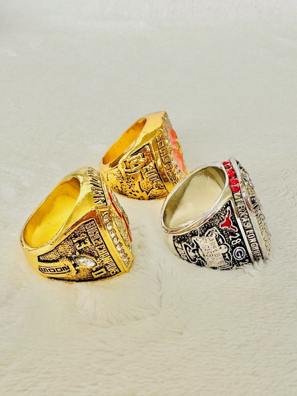 3 PCS University Of Texas LONGHORNS Championship Ring Set Replica, US SHIP - EB Sports Champion's Cache