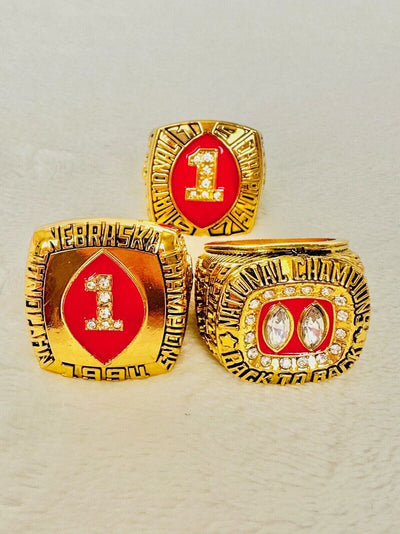 3 PCS Nebraska Cornhuskers 18k GP Championship Ring Set, US SHIP - EB Sports Champion's Cache