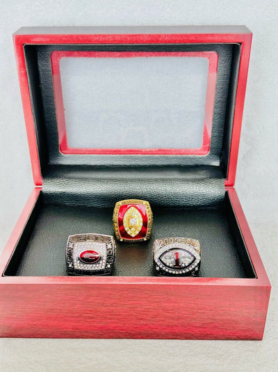 3 PCS Georgia Bulldogs SEC Championship Ring W Box, US SHIP 2002/03/05 - EB Sports Champion's Cache