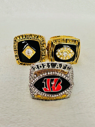 3 PCS Cincinnati Bengals Championship Ring SET, US SHIP. 1981/88/2021 - EB Sports Champion's Cache