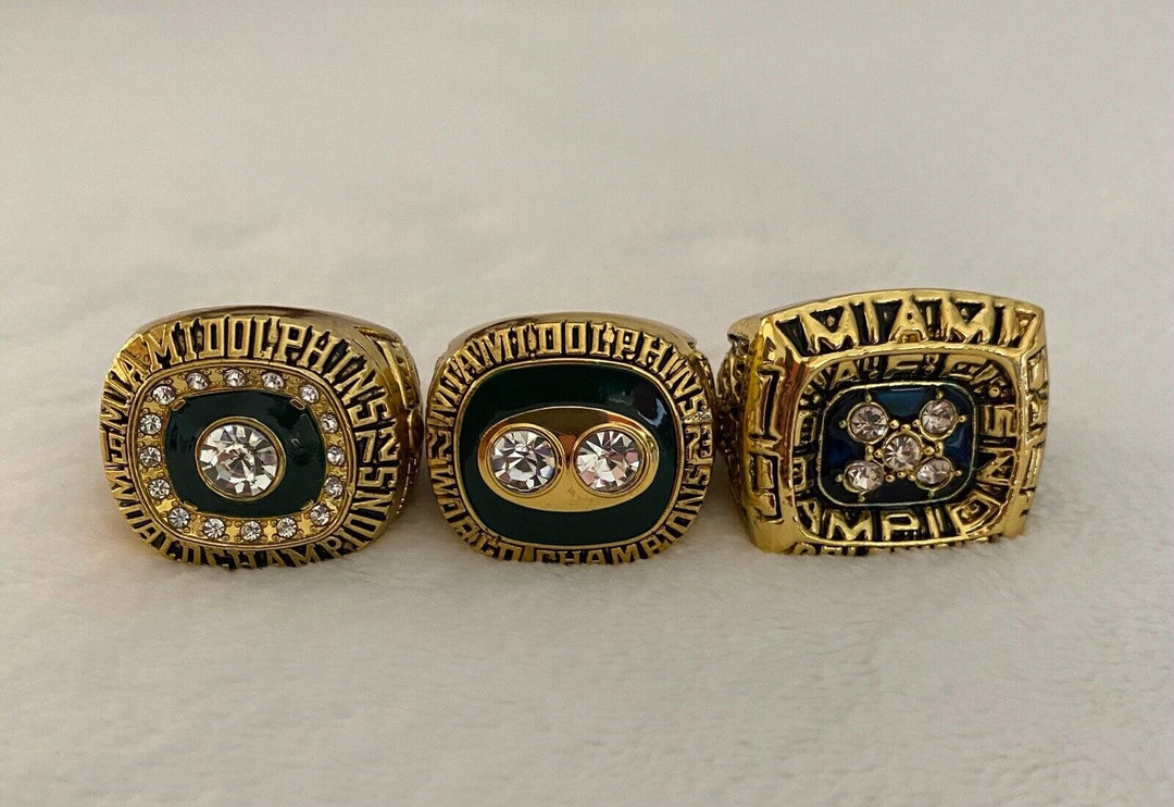 3 PCS Miami Dolphins Championship Ring SET, US SHIP 1972/73/84 - EB Sports Champion's Cache