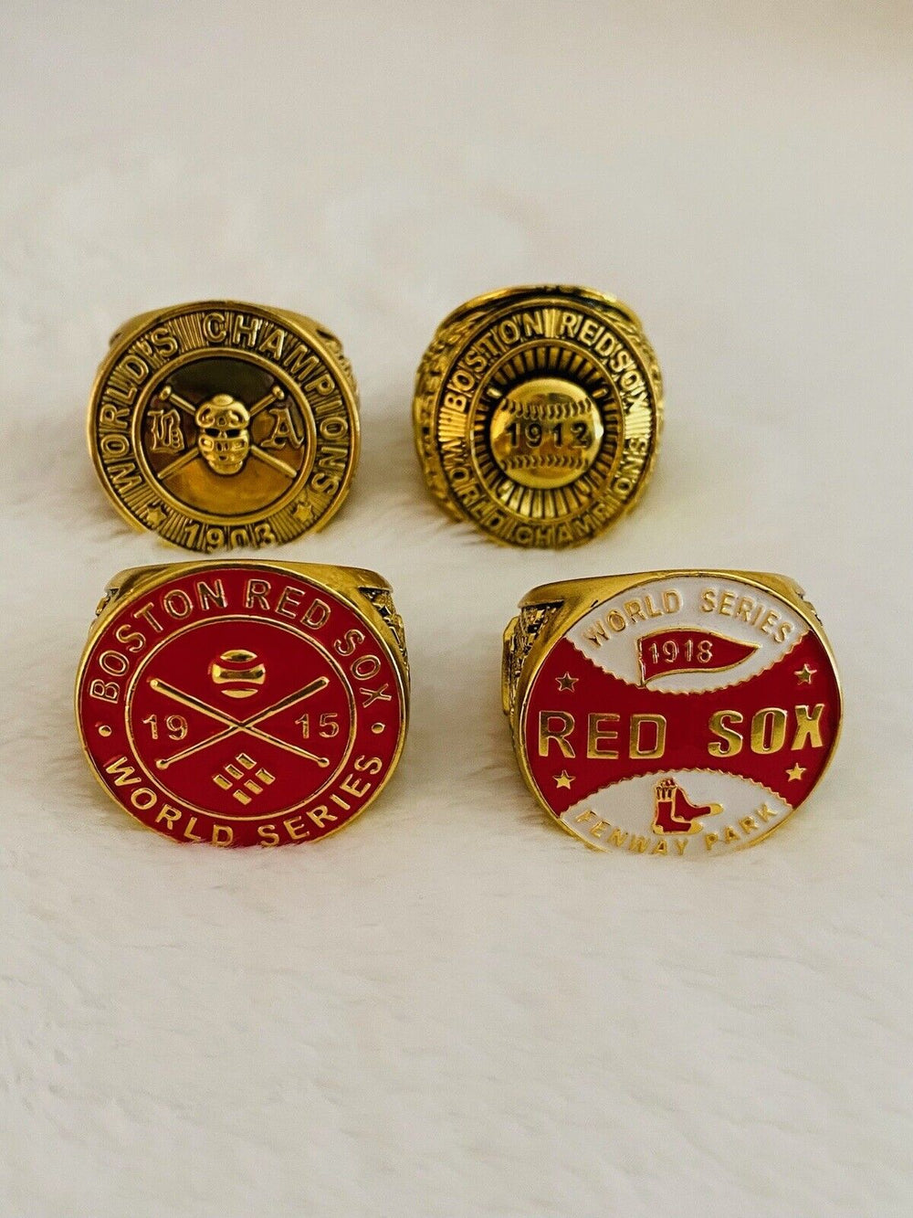 4 PCS Red Sox World Series Babe Ruth Championship Ring Set W Box,  SHIP - EB Sports Champion's Cache