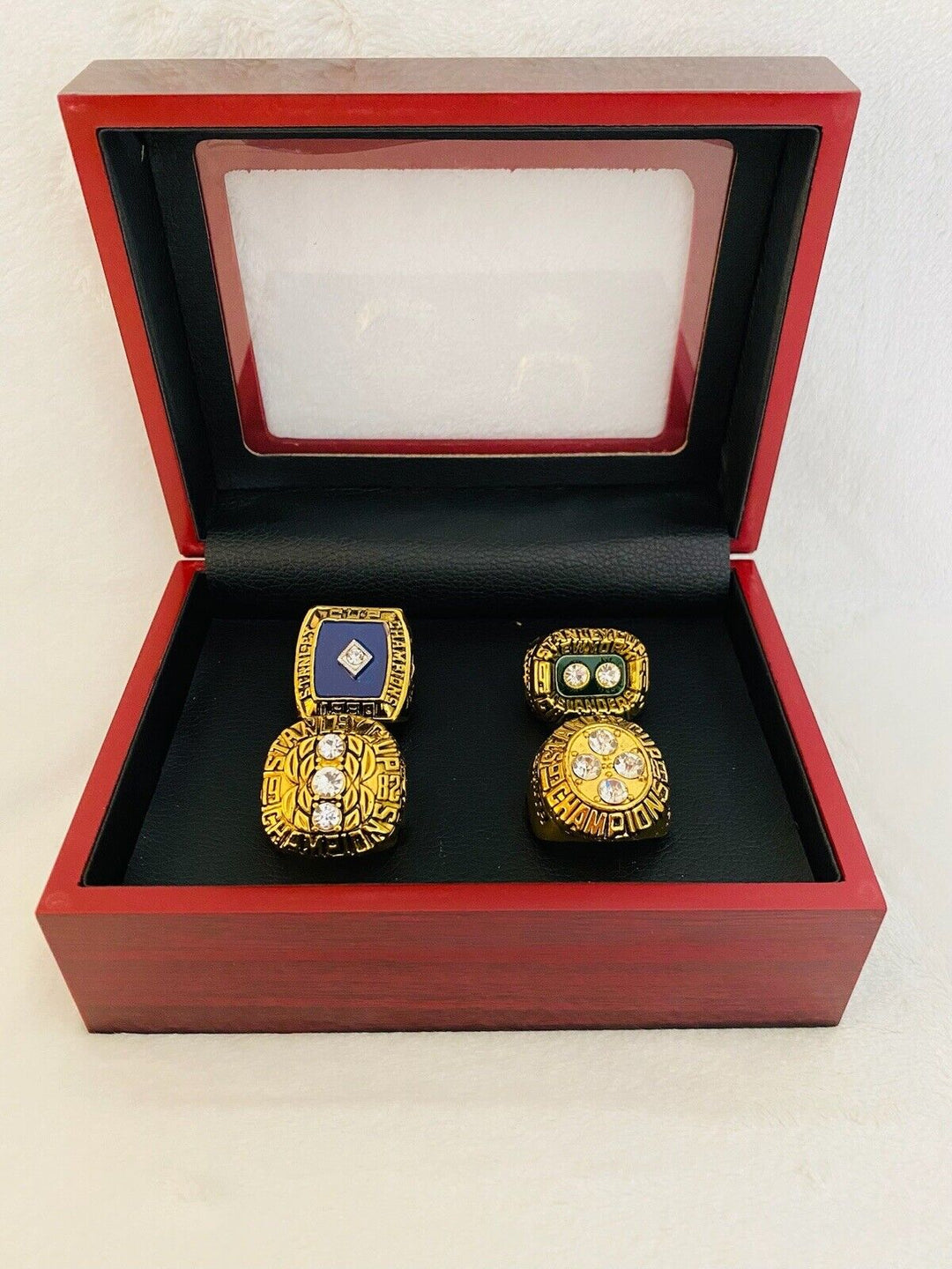 4 PCS New York Islanders Stanley Cup Championship Ring Set W Box,  SHIP - EB Sports Champion's Cache