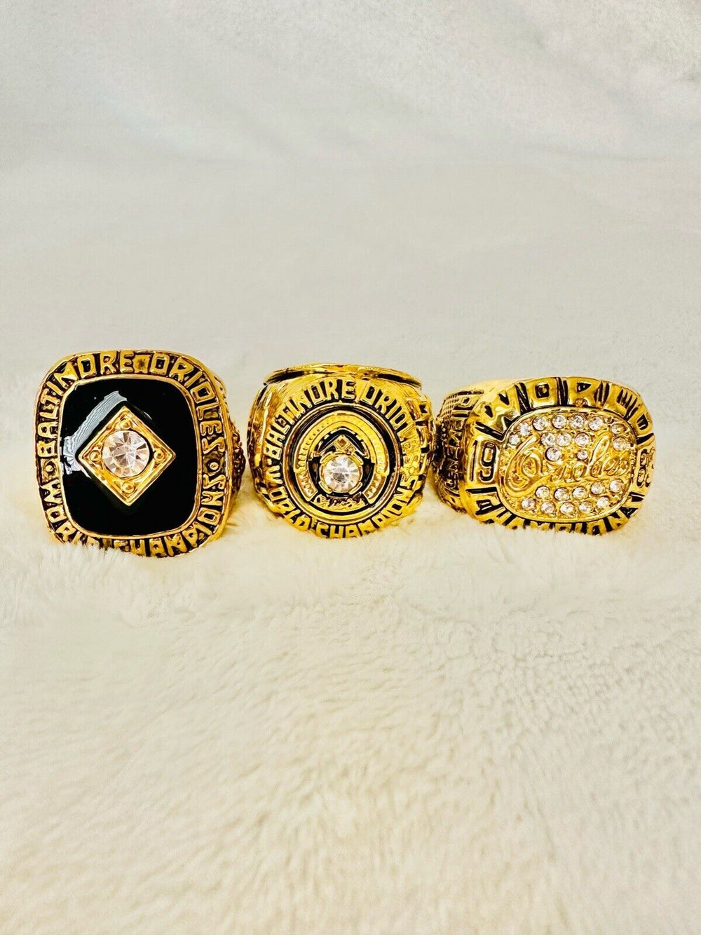 3 PCS Baltimore Orioles World Series Championship Ring Set W Box,  SHIP - EB Sports Champion's Cache