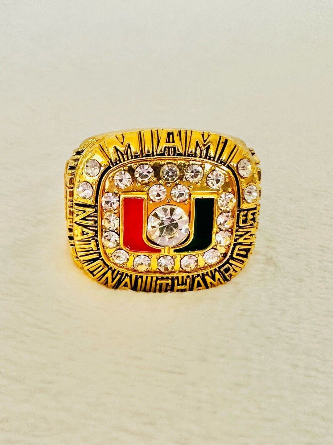 1991 Miami Hurricanes NCAA 18k GP Brass Championship Ring, US SHIP - EB Sports Champion's Cache