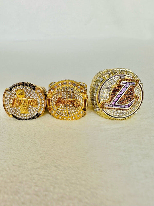 3 Pcs Los Angeles Lakers 3 Peat Ring Set,  SHIP 2009/10 2020 - EB Sports Champion's Cache