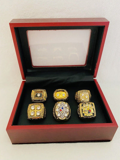 6 PCS Pittsburgh Steelers Ring SB Championship Complete SET W Box, USA SHIP - EB Sports Champion's Cache