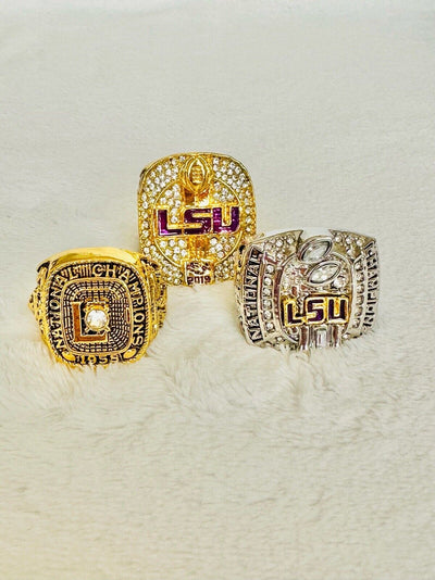 3 PCS LSU Tigers National Championship Ring, US SHIP 1958/2007/19 - EB Sports Champion's Cache