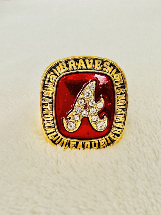 1991 Atlanta Braves MLB National Series JUSTICE Champion Ring W Box, US SHIP - EB Sports Champion's Cache