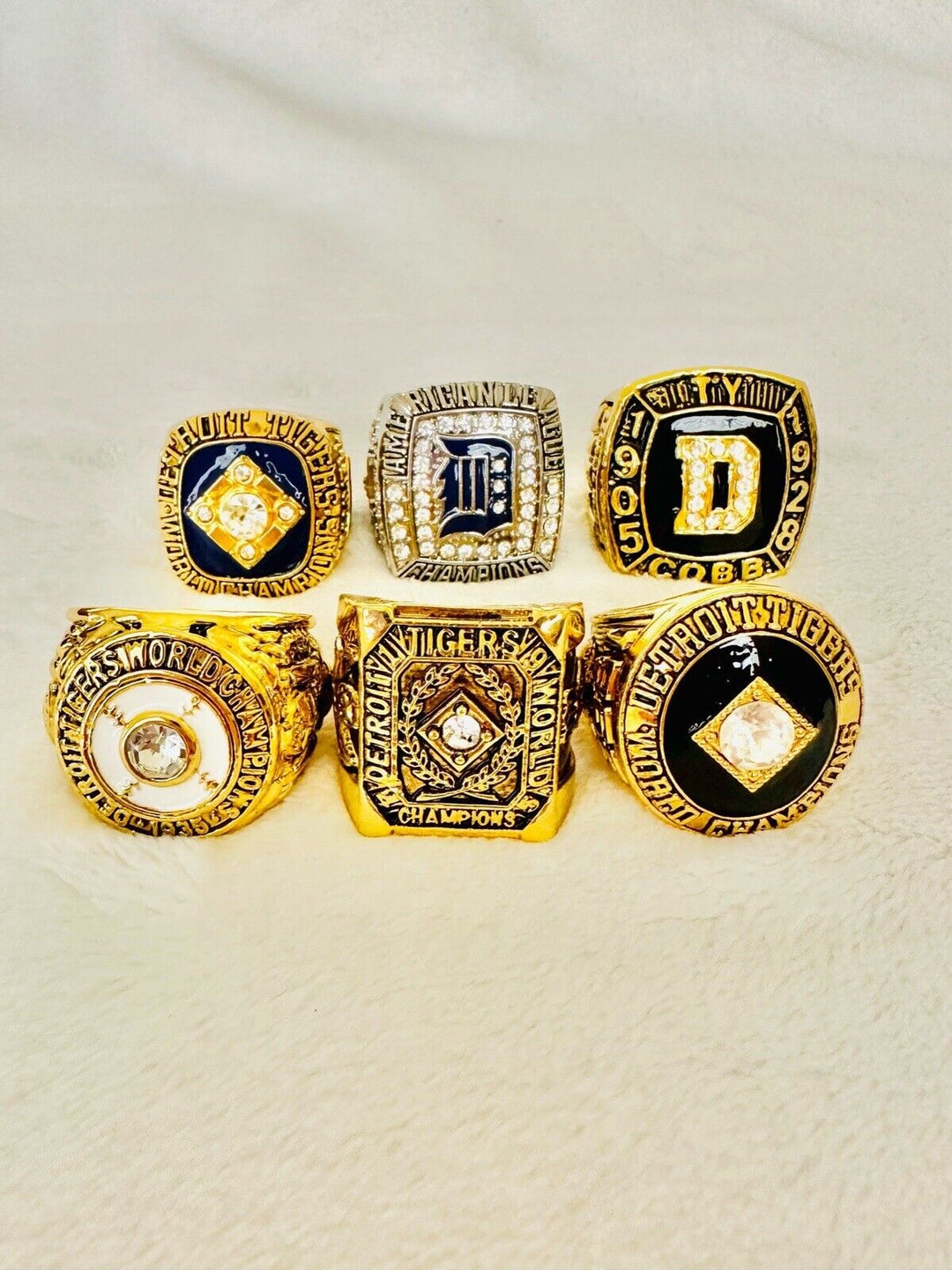 6 PCS Detroit Tigers World Series Championship Ring Set, US SHIP 1935-2006 - EB Sports Champion's Cache