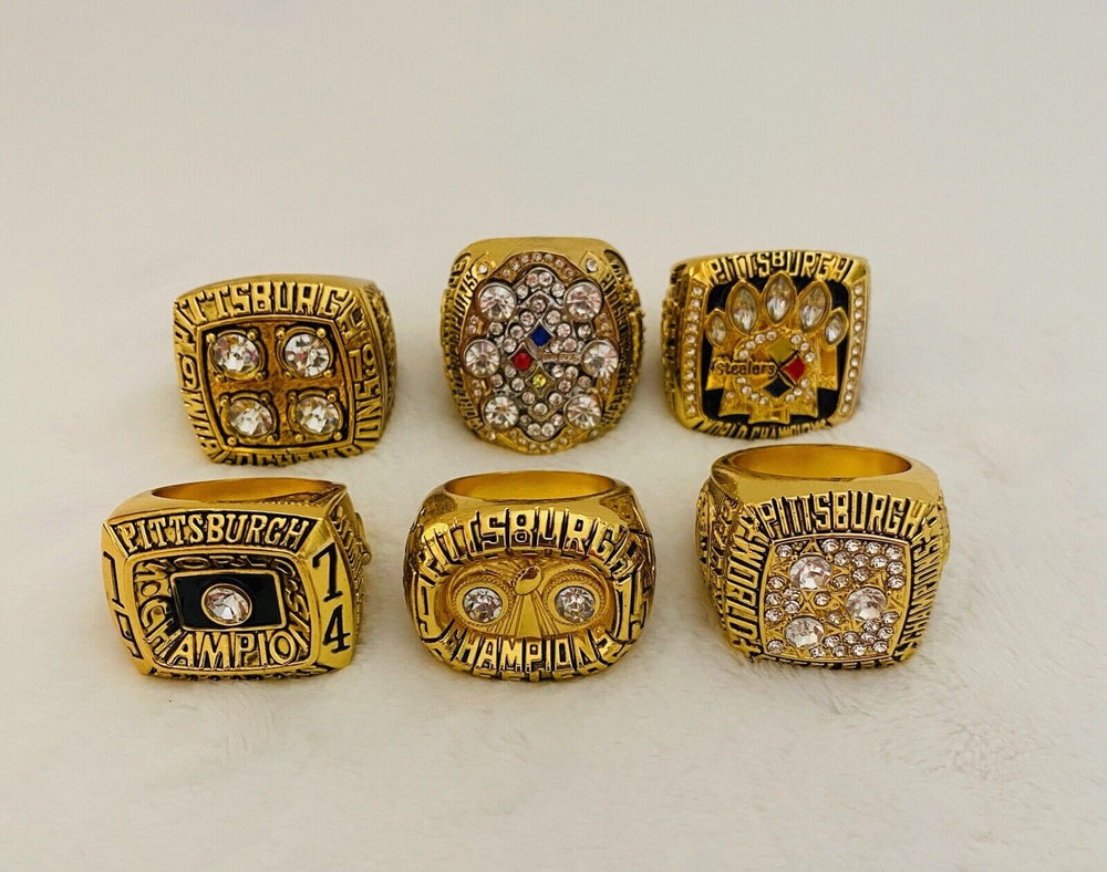 6 PCS Pittsburgh Steelers Ring SB Championship Complete SET W Box, USA SHIP - EB Sports Champion's Cache