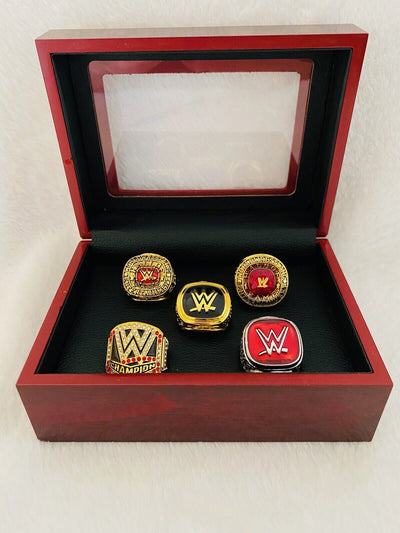 5 PCS WWE World Wrestling Hall Of Fame Championship Ring Set W Box, US Ship - EB Sports Champion's Cache