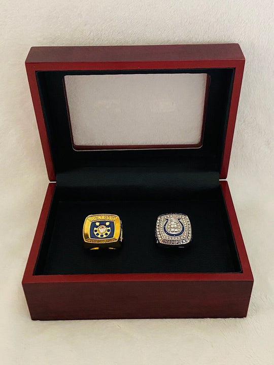 2PCS Baltimore/Indianapolis Colts Championship Ring SET W Case US SHIP 1970/2006 - EB Sports Champion's Cache