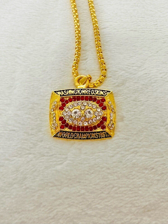 1987 Washington Redskins Super Bowl Championship Pendant Necklace,  SHIP - EB Sports Champion's Cache