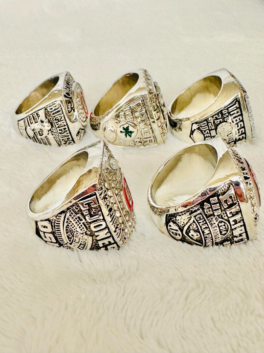 5 PCS Ohio State NCAA Championship Ring Set W Box, US SHIP 2002-14 - EB Sports Champion's Cache