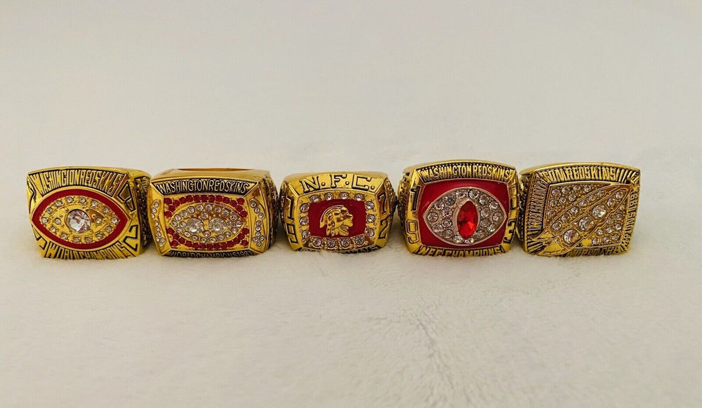 5 PCS Washington Redskins Championship Ring Complete SET W Box,  SHIP - EB Sports Champion's Cache