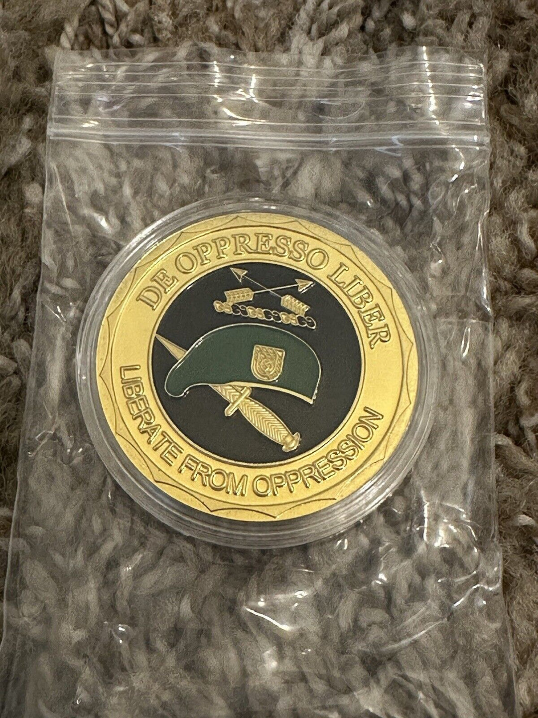 US Army Group Special Forces Motivated Green Berret Challenge Gold Coin - EB Sports Champion's Cache