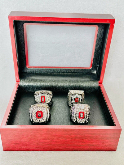 4 PCS Ohio State NCAA Championship Ring Set W Box, US SHIP - EB Sports Champion's Cache