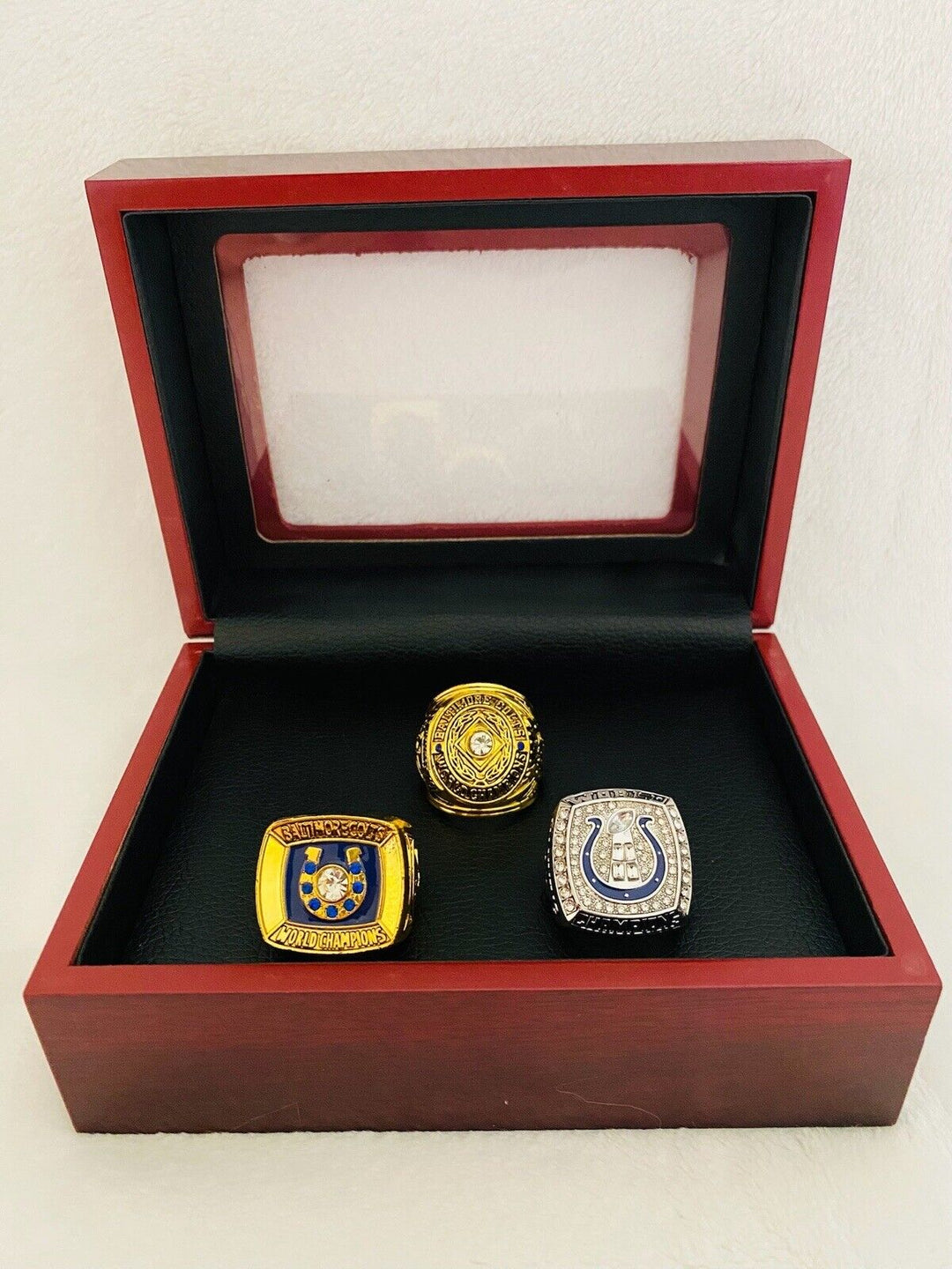 3 PCS Baltimore/Indianapolis Colts Championship Ring SET W Box, US SHIP - EB Sports Champion's Cache